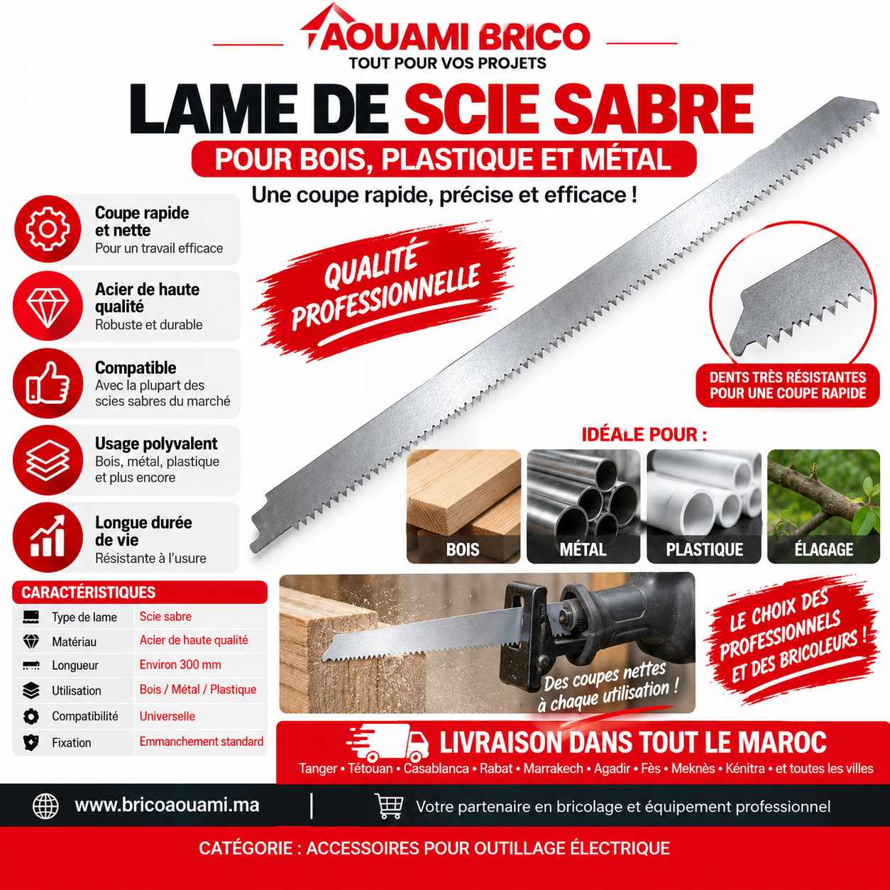 Lame de Scie Sabre pour Scie 750W