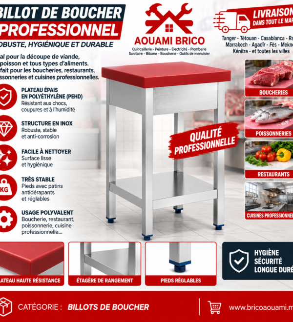 Billot de Boucher Professionnel P-500 avec Structure Inox