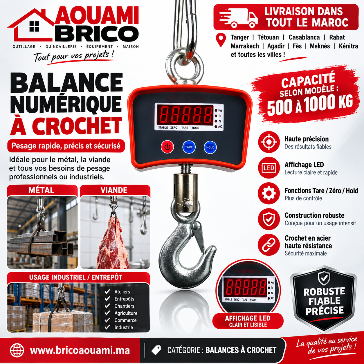 Balance Numérique à Crochet – 500 kg A 1000 kg