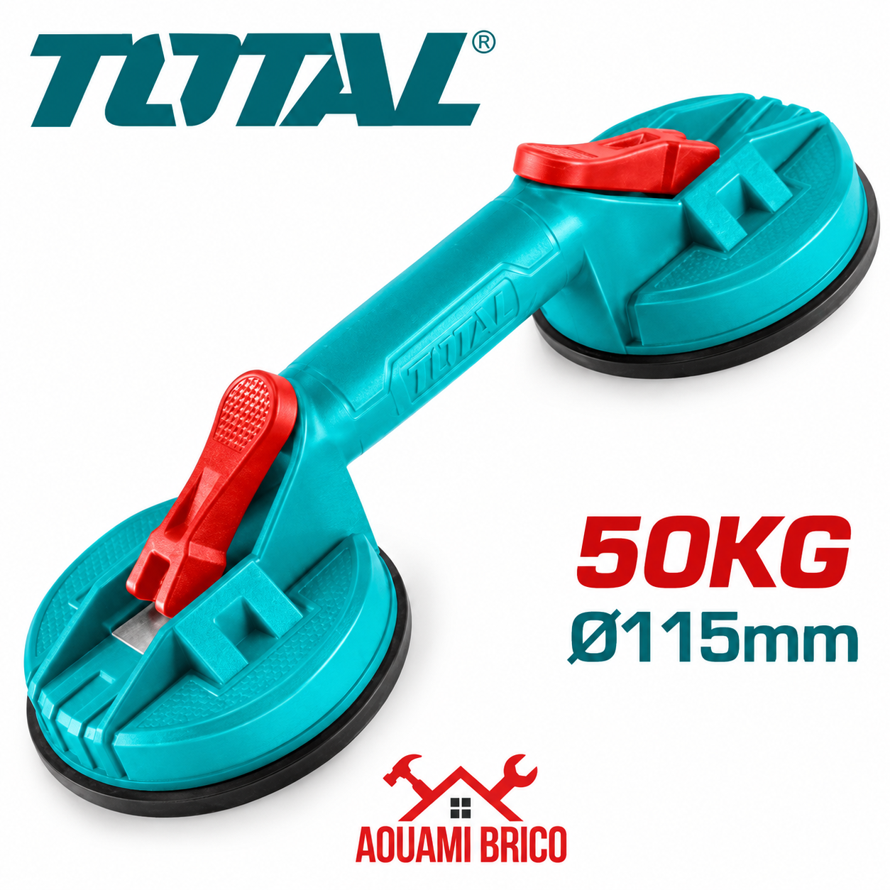 Ventouse Double TOTAL pour Vitres – Capacité 50 kg