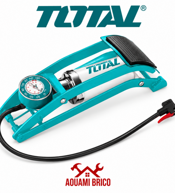 Pompe à Pied TOTAL 120 PSI avec Manomètre – Gonfleur Pneus Voiture & Vélo TMPP5511