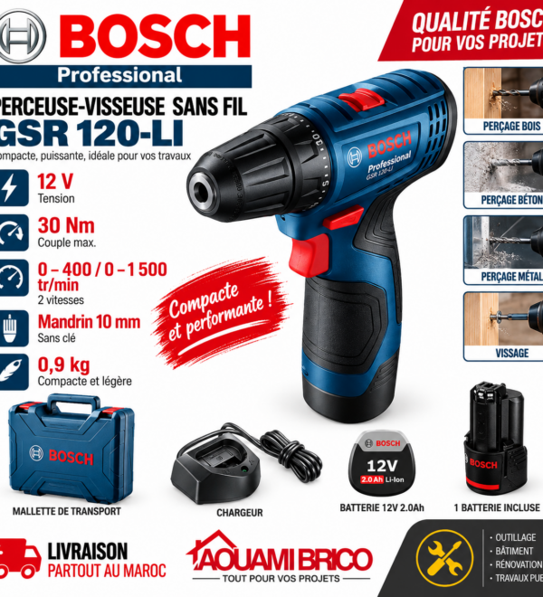 Perceuse-Visseuse Sans Fil Bosch Professional GSR 120-LI – 12V, 30 Nm