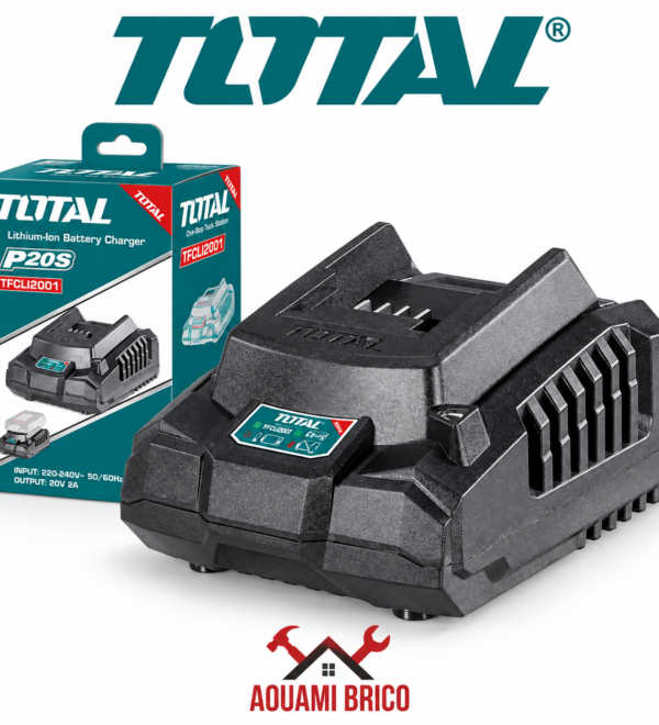 Chargeur Batterie TOTAL P20S 20 V 2A – Chargeur pour Batteries Lithium-Ion 2 Ah & 4 Ah TFCLI20012