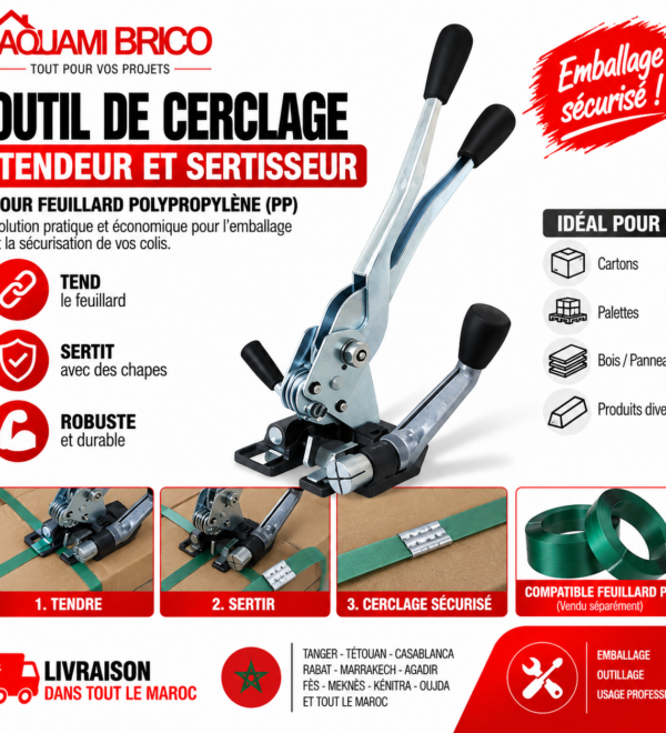 Combiné Manuel Tendeur Sertisseur pour Feuillard Polypropylène – Outil de Cerclage