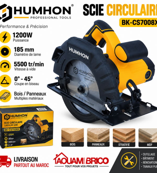 Scie Circulaire HUMHON BK-CS7008X – 1450W, Lame 185 mm