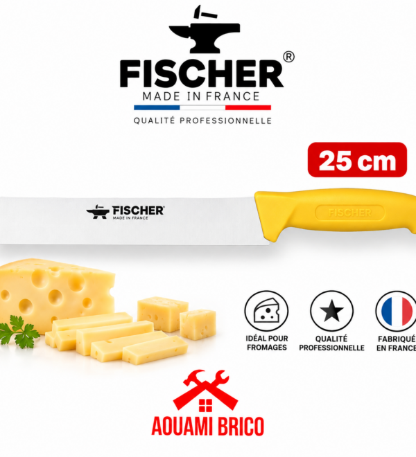 Couteau à Fromage FISCHER 25 cm – Manche Jaune Professionnel