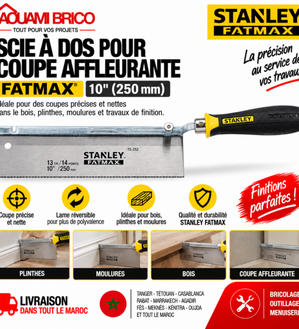 Scie Égoïne Stanley TRADECUT – 380 mm & 500 mm pour Bois