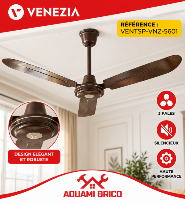Ventilateur de Plafond VENEZIA 3 Pales – Réf. VENTSP-VNZ-5601