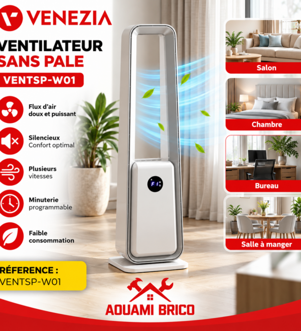 Ventilateur Colonne Sans Pales VENEZIA avec Écran Digital