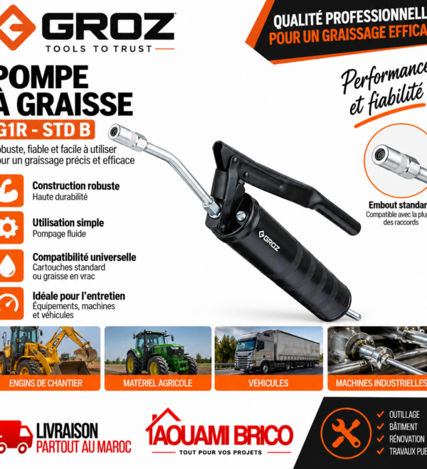 Pompe à Graisse Manuelle GROZ G1R/STD/B – 6000 PSI, Cartouche 400 g