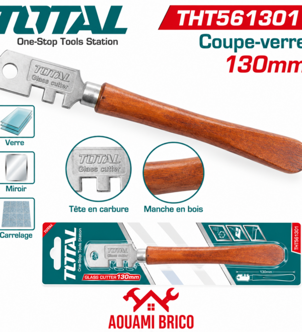 Coupe-Verre TOTAL 130 mm avec 6 Roulettes – Manche Bois