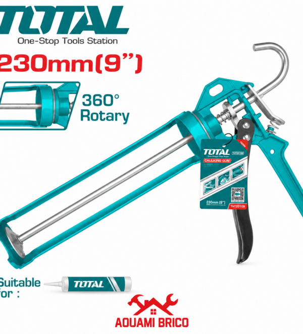 Pistolet à Silicone TOTAL 235 mm – Modèle Squelette Rotatif