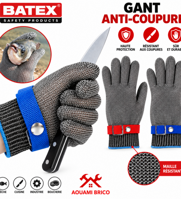 Gant anti-coupure BATEX en maille métallique – Protection professionnelle pour boucherie