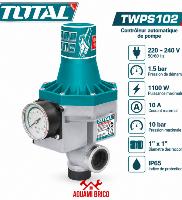 Contrôleur Automatique de Pompe TOTAL 1100 W – 10 Bar IP65
