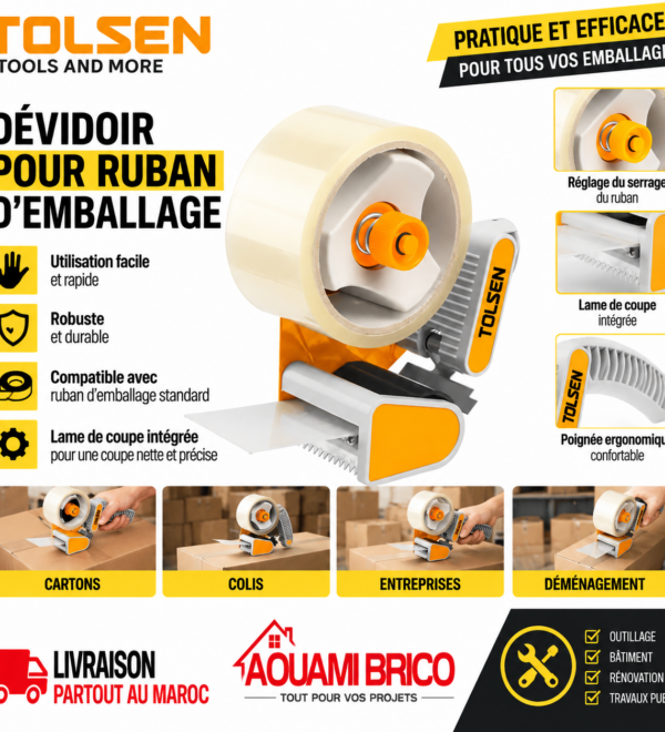 Dévidoir de Ruban Adhésif TOLSEN 50000 – Pour Ruban Jusqu’à 50 mm