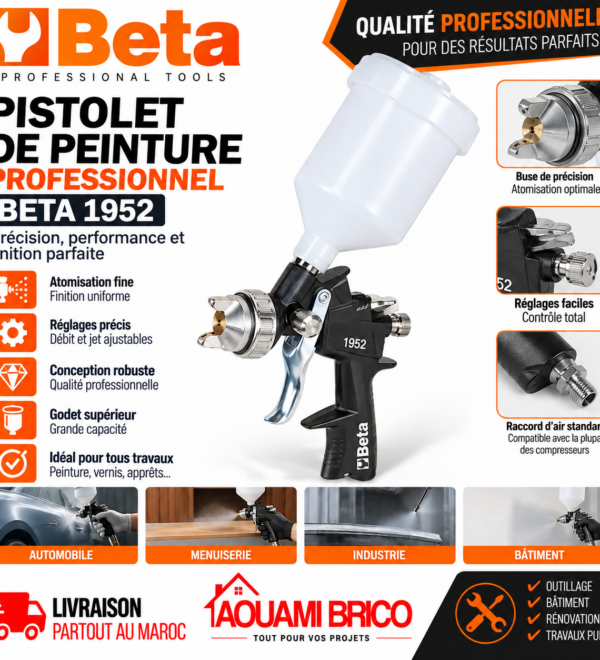 Pistolet à Peinture Professionnel BETA 1952 – Buse 1,2 mm, Réglage du Jet