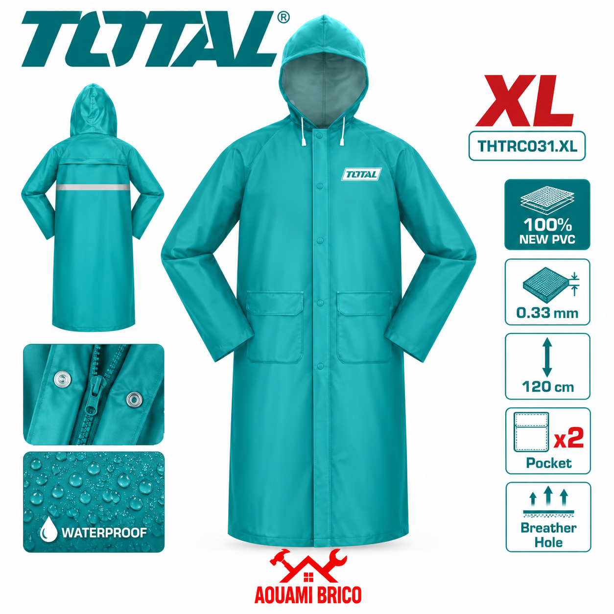 Imperméable de Travail TOTAL Taille XL – Épaisseur 0,33 mm