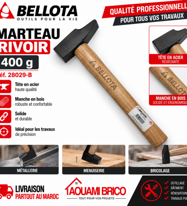 Marteau Rivoir BELLOTA 28029-B – 400 g, Outil Professionnel