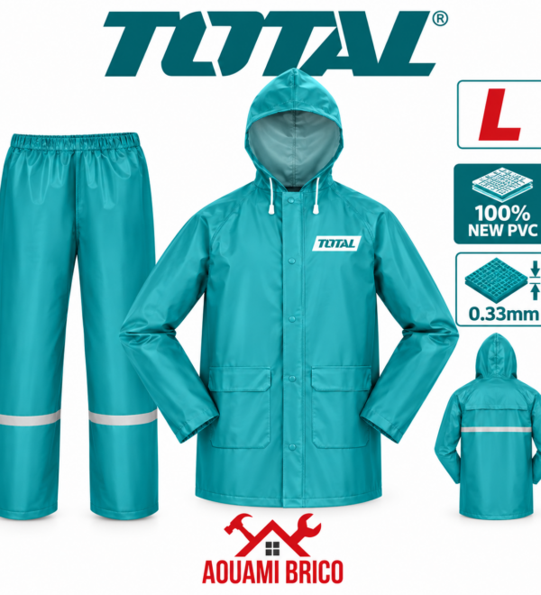 Ensemble de Pluie TOTAL Taille L – Veste & Pantalon Imperméables