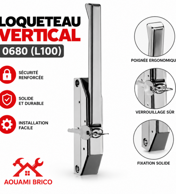 Loqueteau vertical 0680 L100 – Verrou à levier pour porte et menuiserie