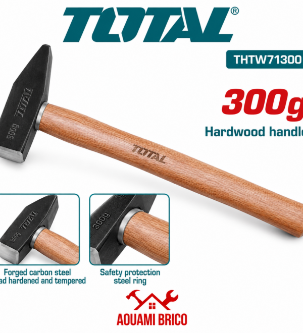 Marteau de Mécanicien TOTAL 300 g – Manche en Bois Dur
