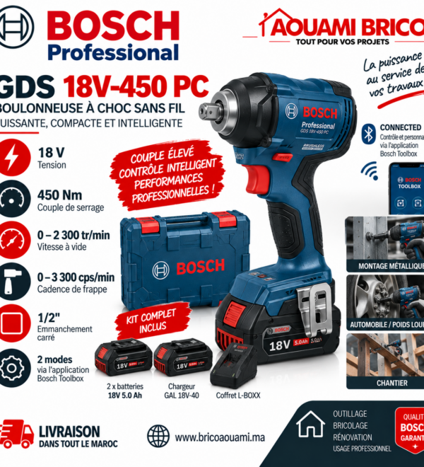 Clé à Chocs Sans Fil Bosch Professional GDS 18V-450 PC – 18V 450 Nm