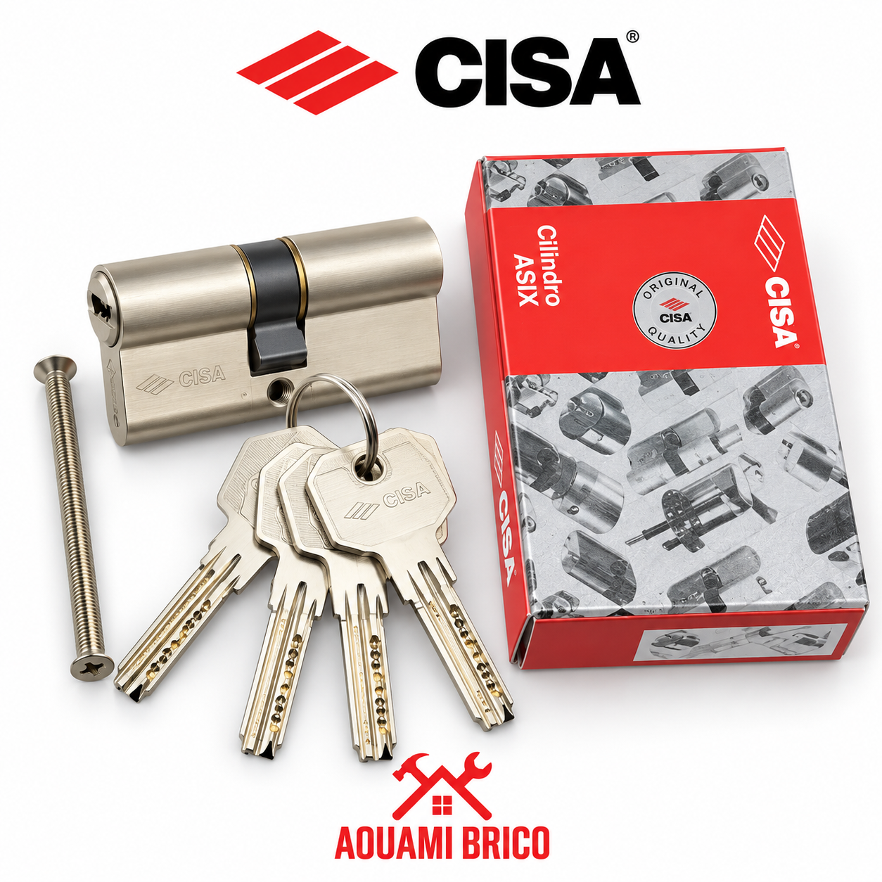 Cylindre de Serrure CISA ASIX 60 mm 30/30 – 5 Clés Réversibles