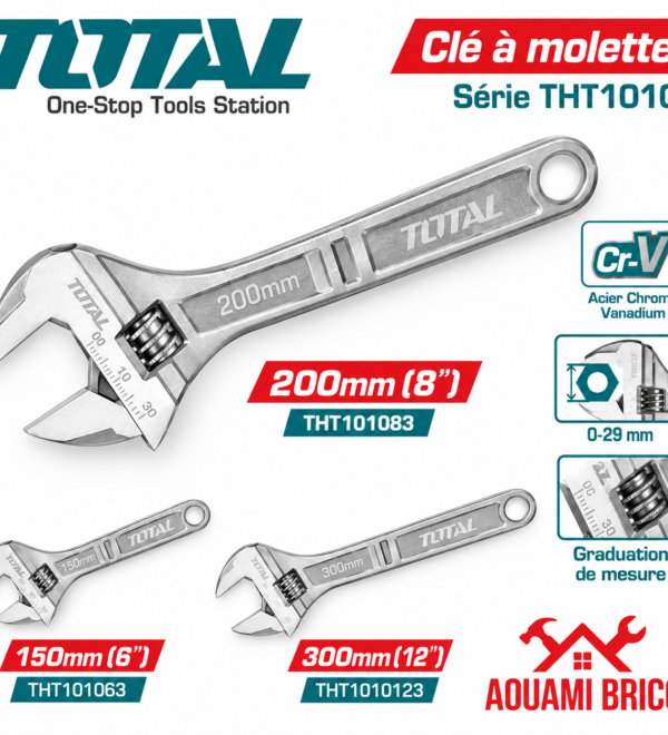 Clé à Molette TOTAL – 150, 200 et 300 mm