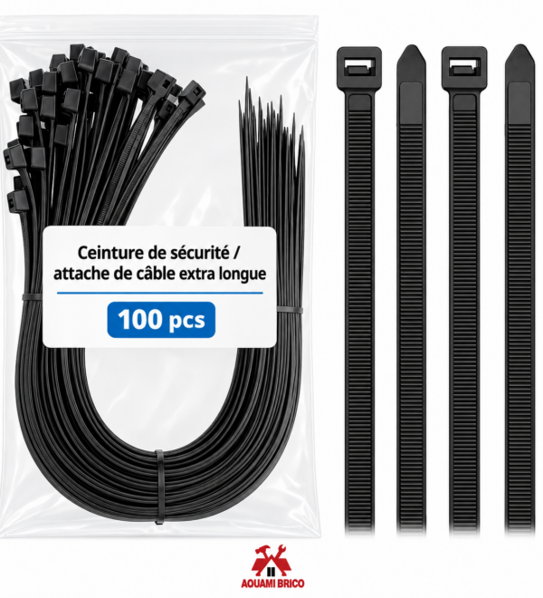 COLLIERS DE SERRAGE EXTRA LONGS NOIRS – 100 PCS