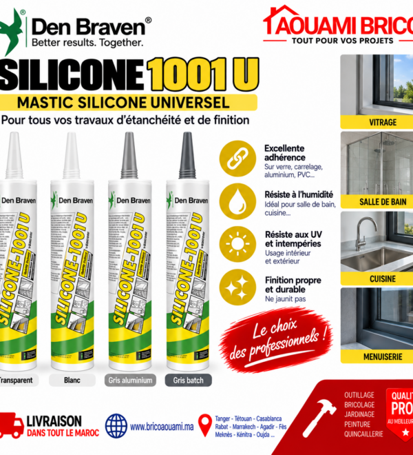 Mastic Silicone Den Braven 1001U 280 ml – 4 Couleurs Disponibles