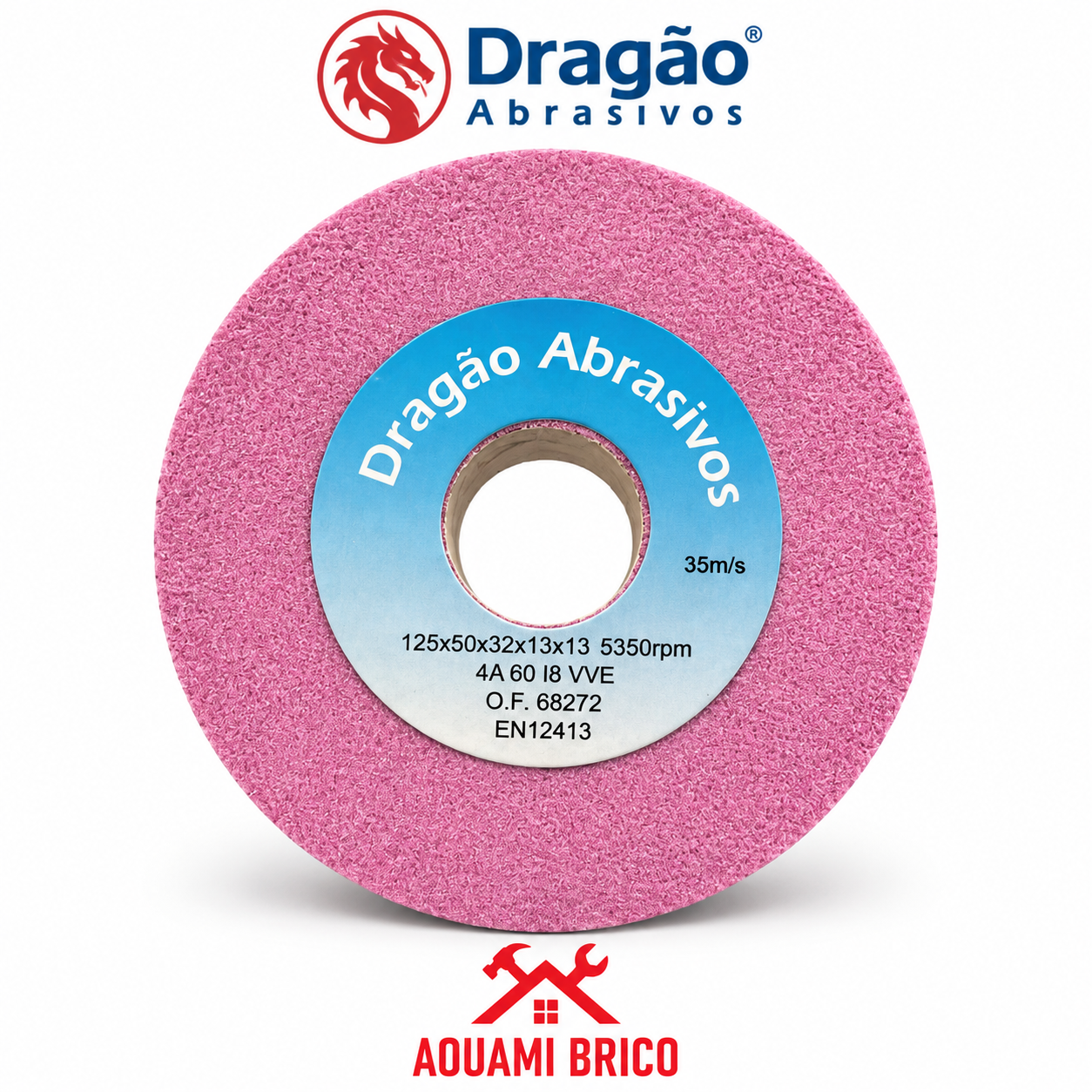 Meule Boisseau DRAGÃO Abrasivos 125 × 50 × 32 mm – Grain 60