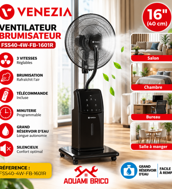 Ventilateur Brumisateur VENEZIA 16" sur Pied avec Télécommande