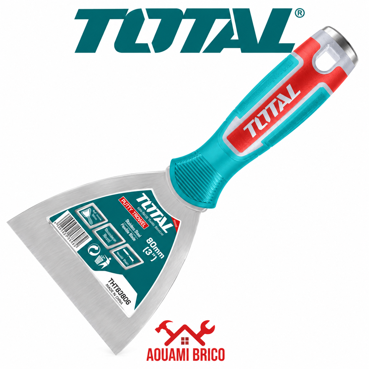 Spatule à Enduit TOTAL 80 mm – Outil de Peintre