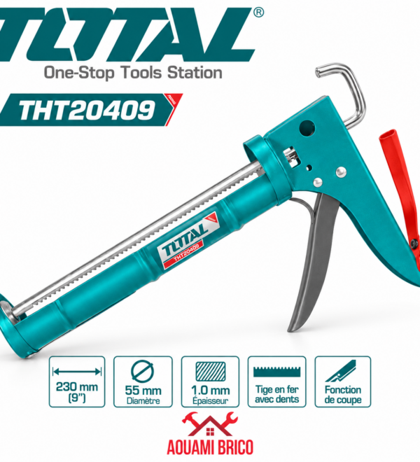 Pistolet à Silicone TOTAL 9" Renforcé avec Tige Dentée