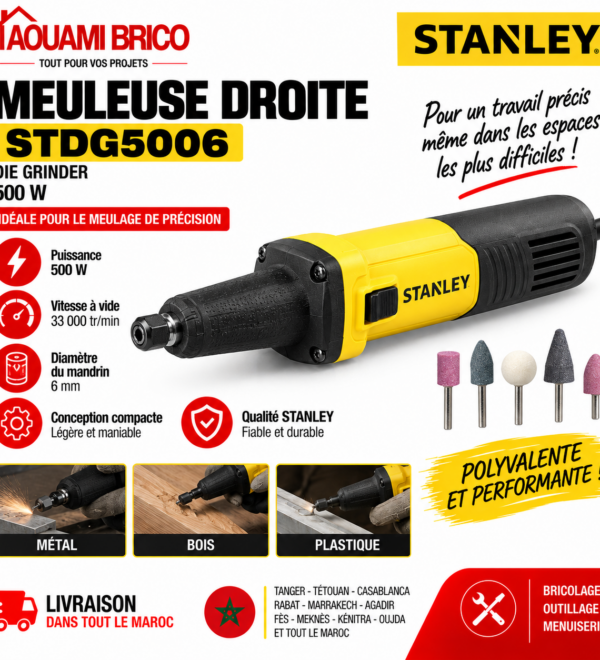 Meuleuse Droite Stanley STDG5006 – 500W, Pince 6 mm