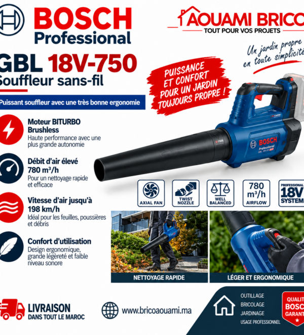 Souffleur Sans Fil Bosch Professional GBL 18V-750 – BITURBO Brushless
