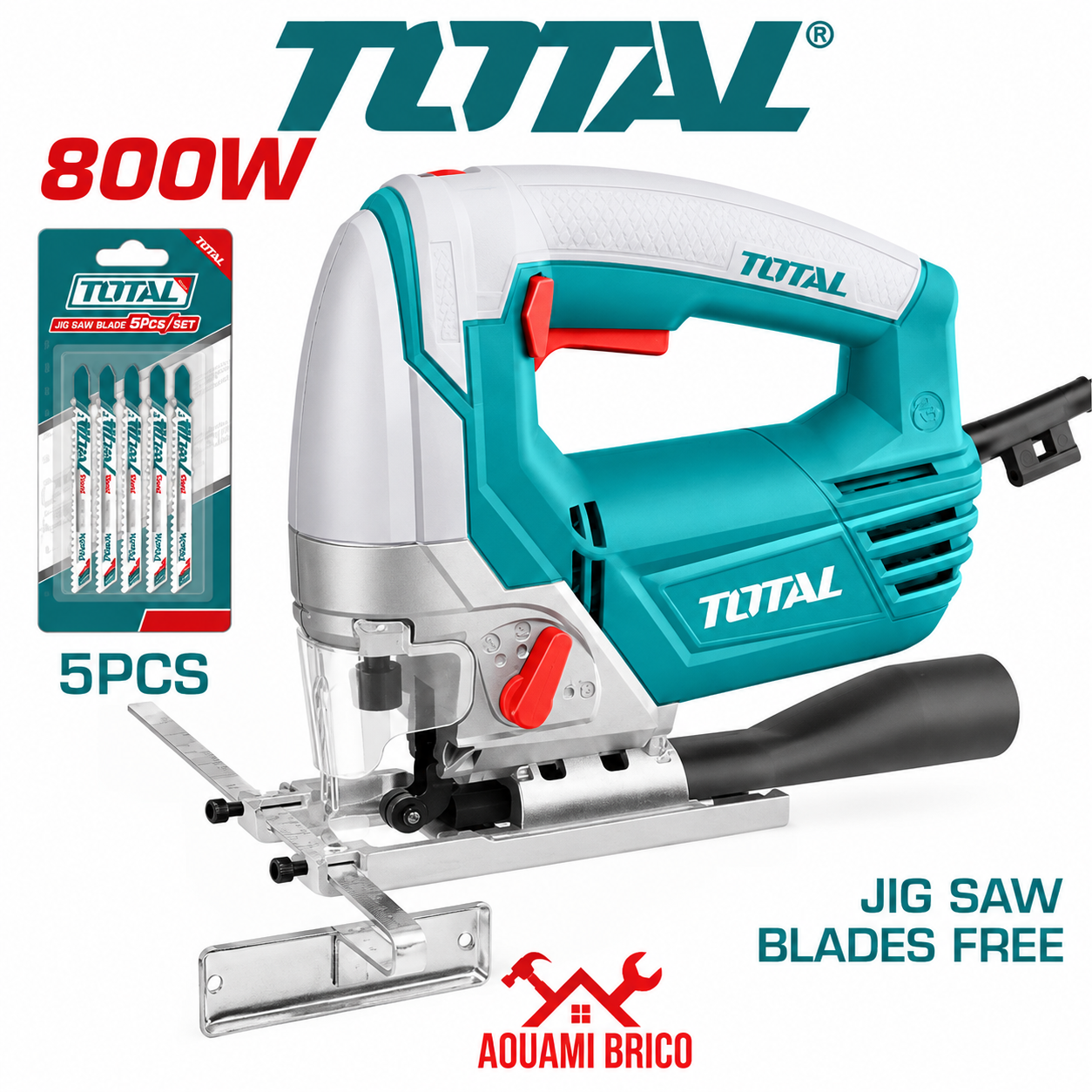 Scie Sauteuse Électrique TOTAL à Vitesse Variable – 400 W & 800 W pour Bois, Métal et Découpe de Menuiserie