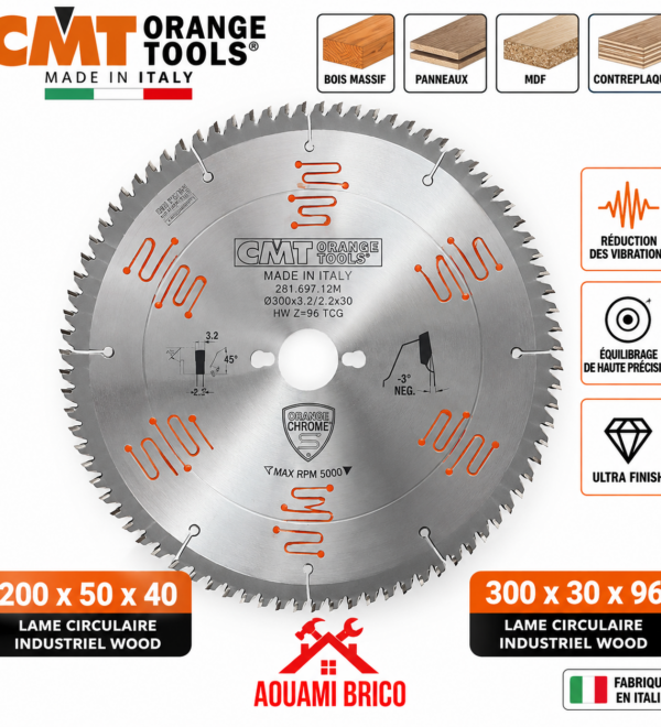 Lame Circulaire Industrielle CMT Orange Tools pour Bois – 200 & 300 mm