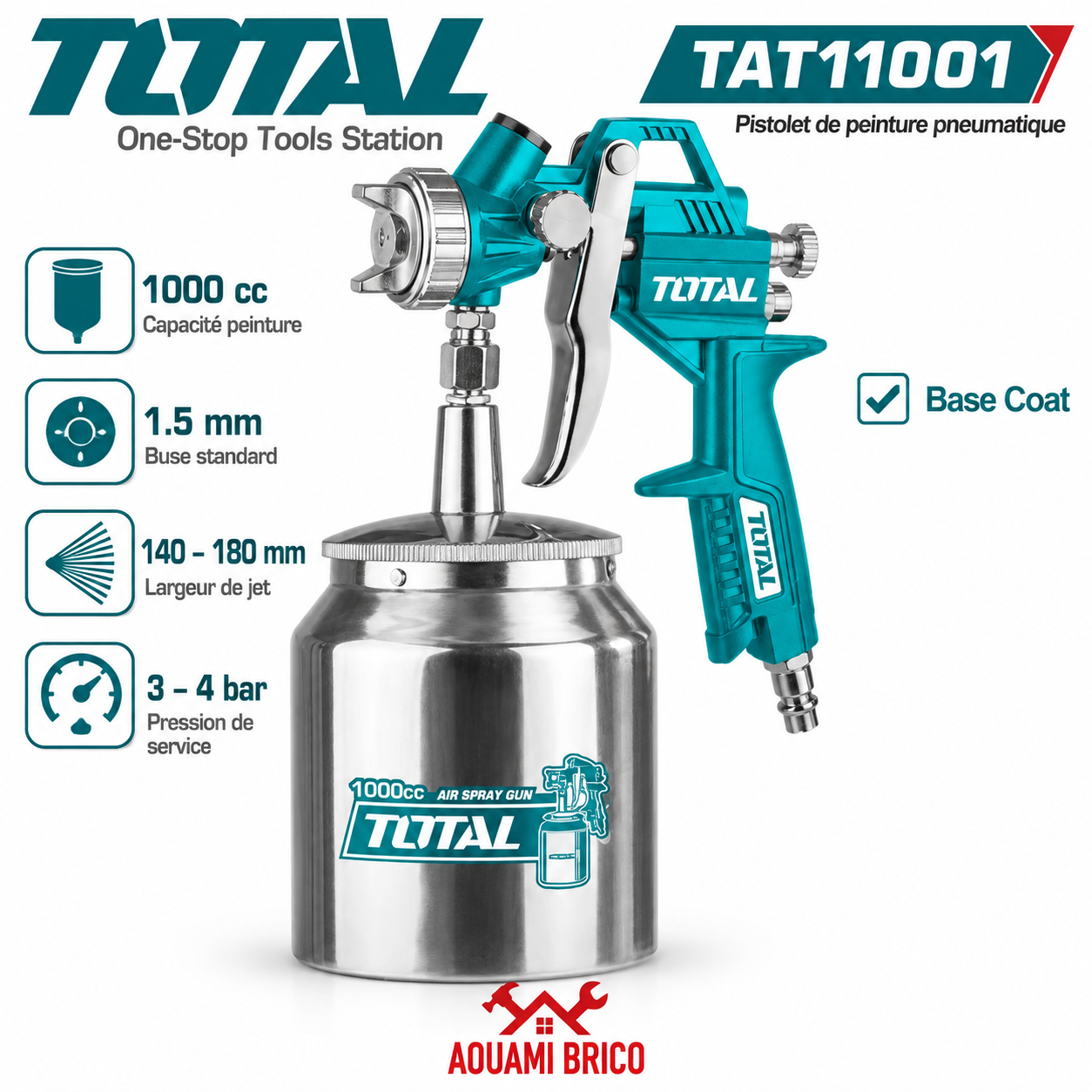 Pistolet à Peinture Pneumatique TOTAL – 400 ml & 1000 ml