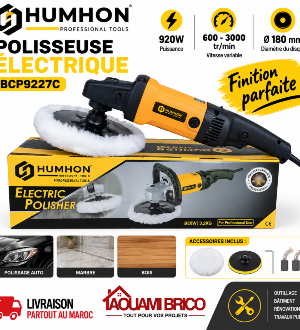 Polisseuse Électrique HUMHON BCP9227C – 1400W, Ø180 mm à Vitesse Variable