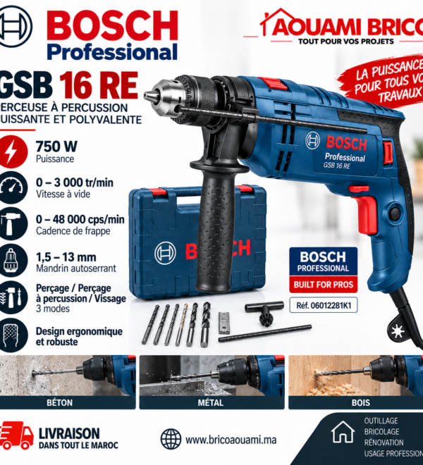 Perceuse à Percussion Bosch Professional GSB 16 RE – 750W