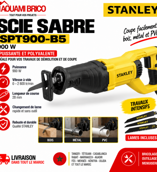 Scie Sabre Stanley SPT900-B5 – 900W à Vitesse Variable