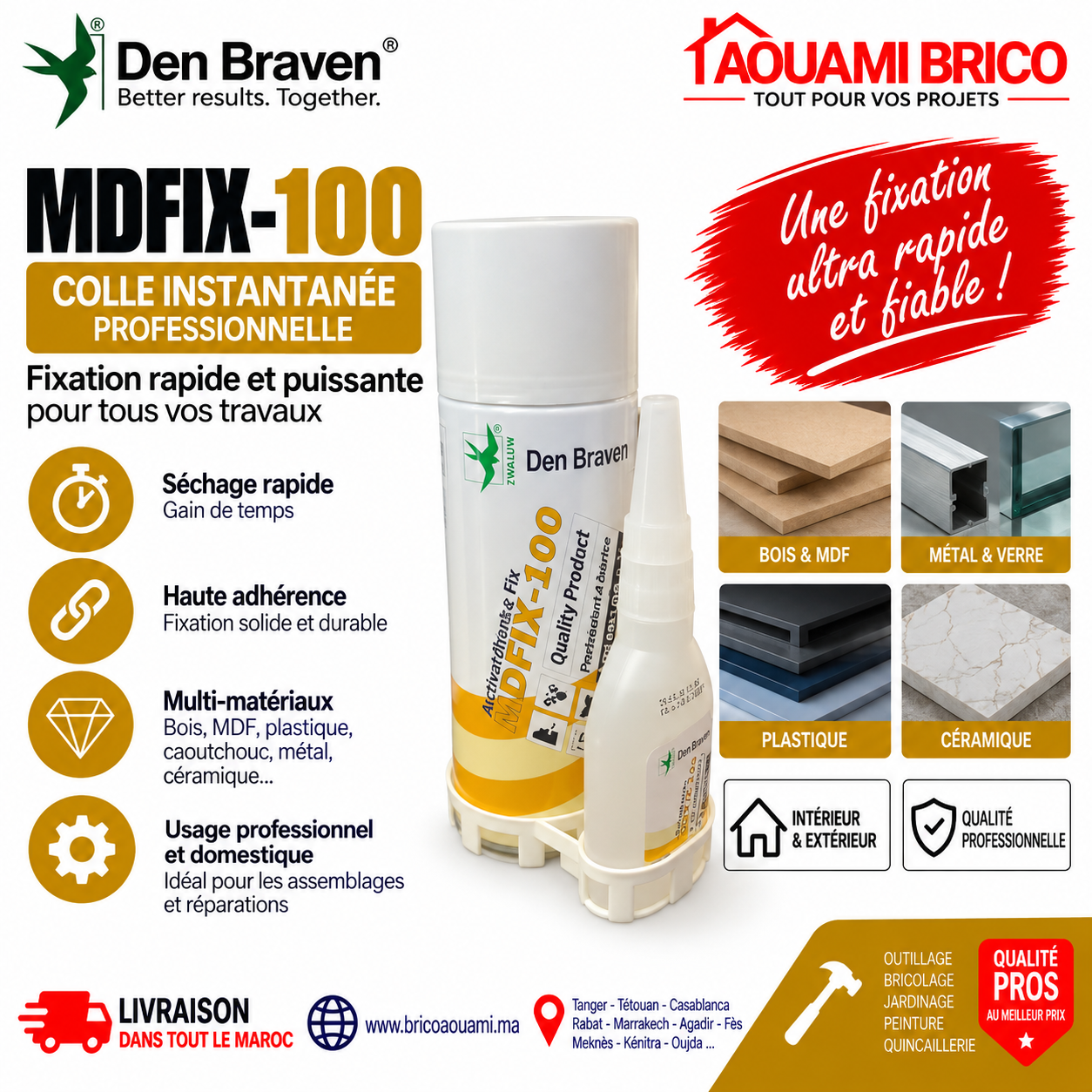 Colle Rapide MDF Den Braven MDFIX – Kit 400 ml + 200 ml