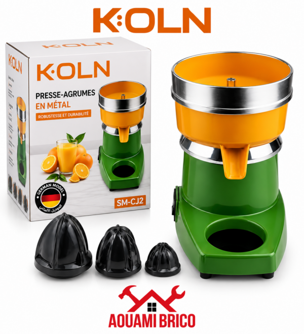 Presse-Agrumes Électrique Professionnel KOLN SM-CJ2 en Métal – 3 Cônes pour Orange, Citron & Agrumes