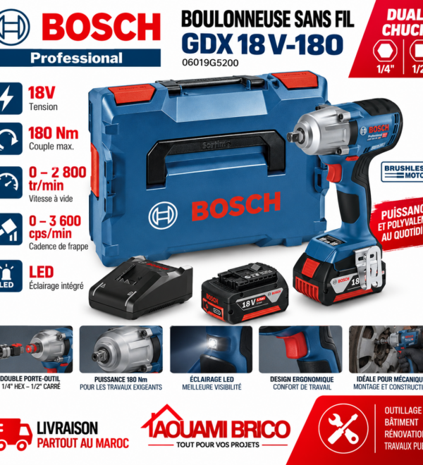 Boulonneuse Sans Fil Bosch Professional GDX 18V-180 – 18V, 180 Nm