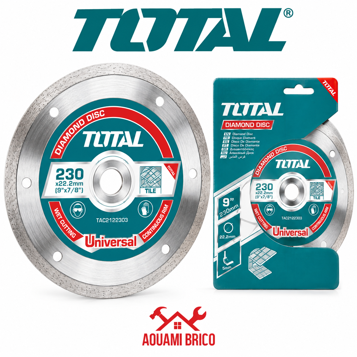 Disque Diamant TOTAL 230 mm pour Carrelage – Coupe à Eau