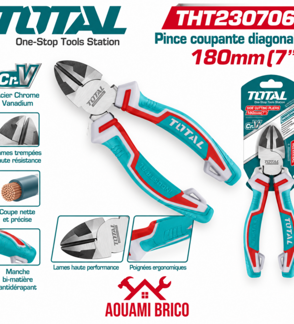 Pince Coupante Diagonale TOTAL 180 mm – Acier Cr-V