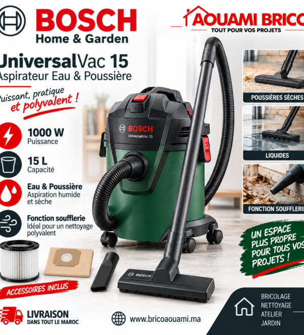 Aspirateur Eau et Poussière Bosch UniversalVac 15 – 1000W 15L