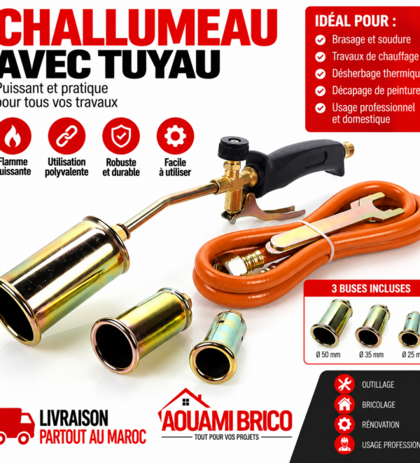 Chalumeau à Gaz avec Tuyau & 3 Brûleurs – Kit de Chauffe Professionnel