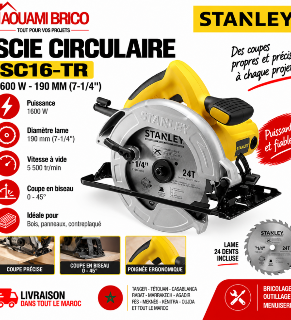 Scie Circulaire Stanley SC16-TR – 1600W, Lame 190 mm